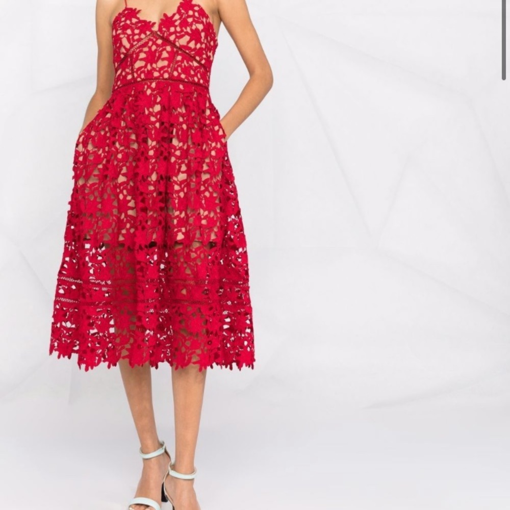 Self Portrait Azalea lace fushia dress